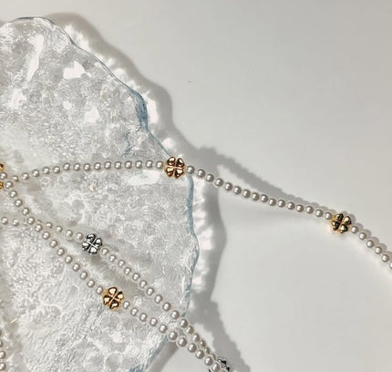 珍珠鍊四葉圓點手鍊 | Pearl chained four-leaf dotted bracelet