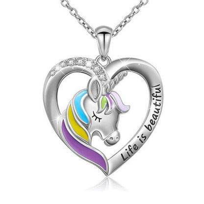 Oil pony necklace earrings set Unicorn earrings pendant necklace set