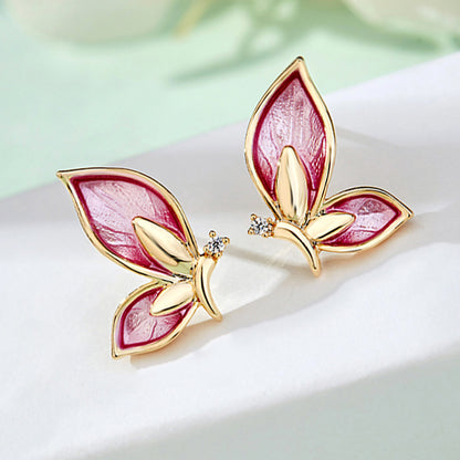 925 silver needle mandarin duck butterfly shadow earrings female super fairy sen simple earrings girl heart temperament net red earrings earrings