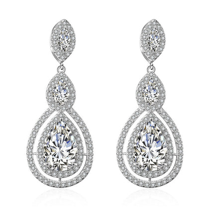 RAKOL temperament luxury full inlaid AAA water drop zircon earrings