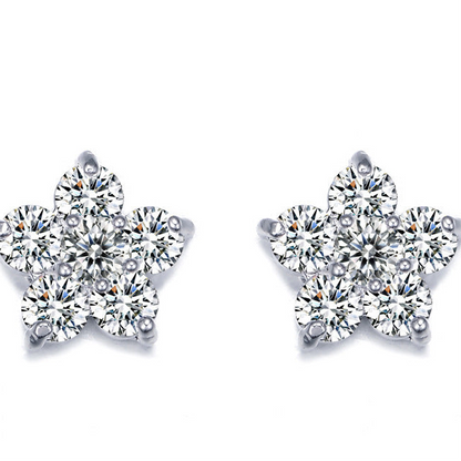 Exclusive fashion round geometric zircon stud earrings 925 hypoallergenic simple petal earrings