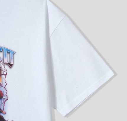 藍色標題貓和車圖案超大T恤 | Cat and Car Pattern with Blue title Oversize T-shirt