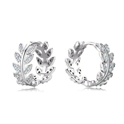 leaf moissanite earrings and ear clips, high-end 925 sterling silver earrings