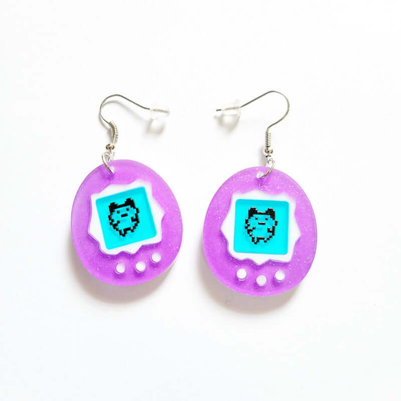 Fun and cute European and American style personalized earrings, funny electronic pet egg earrings with a sense of design