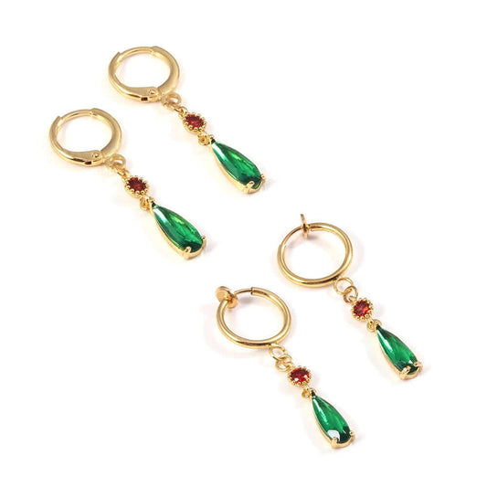 Anime emerald Hal Hall same style zircon copper earrings cos peripherals no need for ear piercing