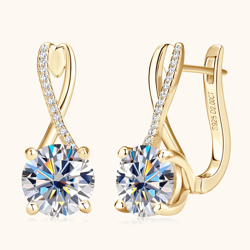 fashion versatile moissanite diamond earrings high-end S925 sterling silver earrings, ear buckles