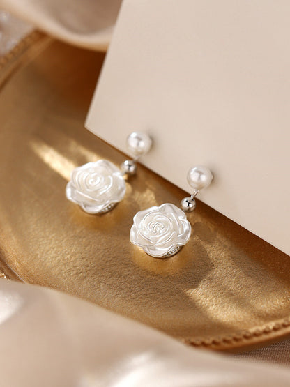 925 Silver Needle Camellia Earrings Women 2022 New Earrings Light Luxury Niche Design Earrings Summer