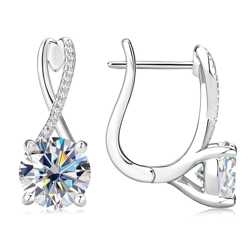 fashion versatile moissanite diamond earrings high-end S925 sterling silver earrings, ear buckles