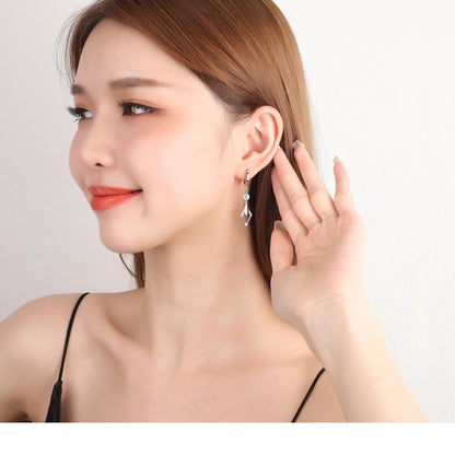 Temperament geometric rhombus earrings female simple long earrings crystal earrings net red ins personality earrings