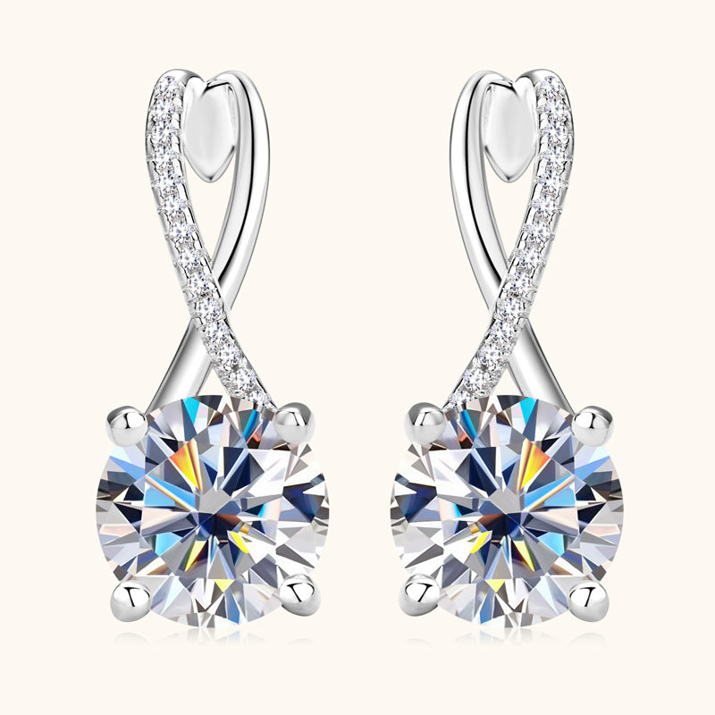 fashion versatile moissanite diamond earrings high-end S925 sterling silver earrings, ear buckles