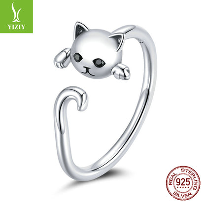 cute cat earrings and earrings set playful animal electroplated 925 sterling silver jewelry