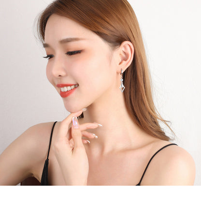 Temperament geometric rhombus earrings female simple long earrings crystal earrings net red ins personality earrings