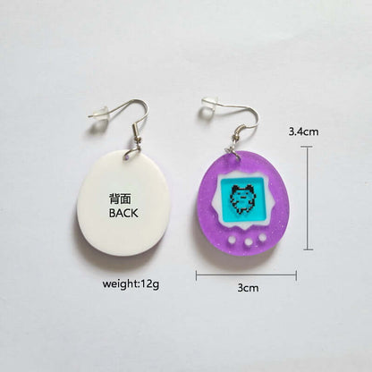 Fun and cute European and American style personalized earrings, funny electronic pet egg earrings with a sense of design