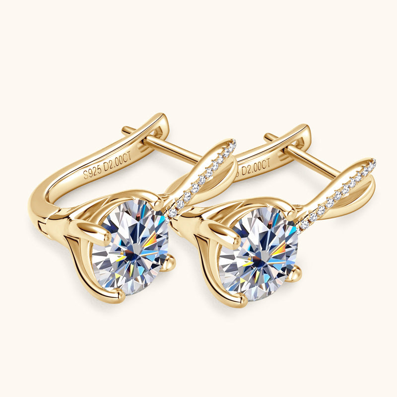 fashion versatile moissanite diamond earrings high-end S925 sterling silver earrings, ear buckles