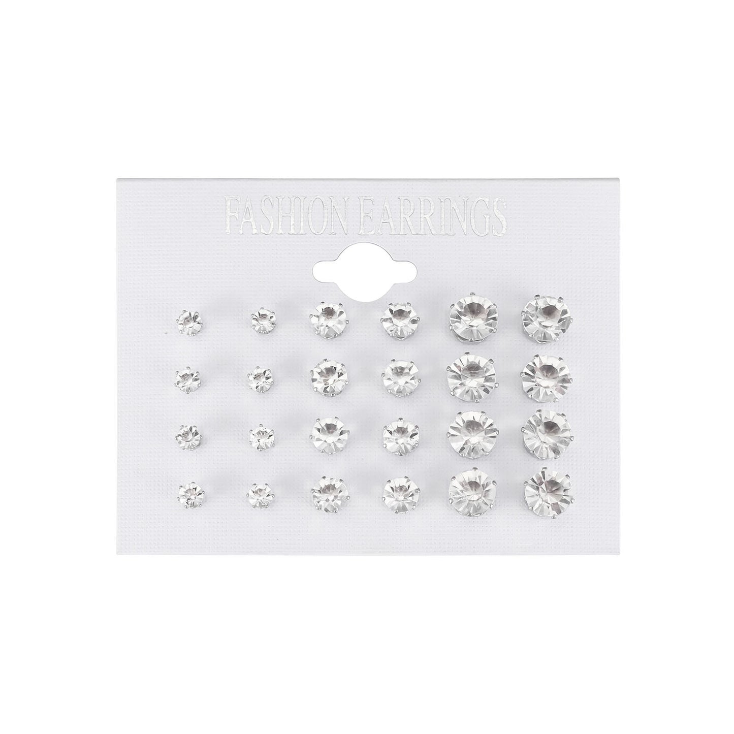 New card set 12 pairs of earrings fashionable crystal zircon earrings set