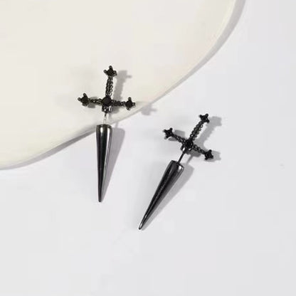 New Gothic Sword Kinitial Women's Earrings Retro Crystal Diamond Gothic Dagger Earrings