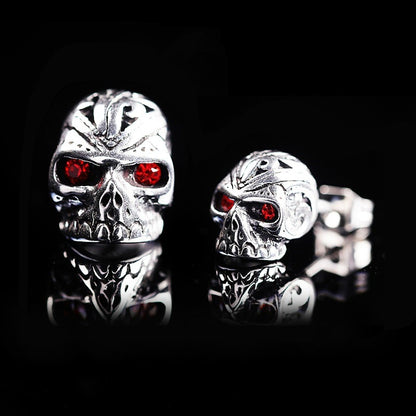 Wish personality red eye ghost skull earrings retro punk hip hop men and women earrings