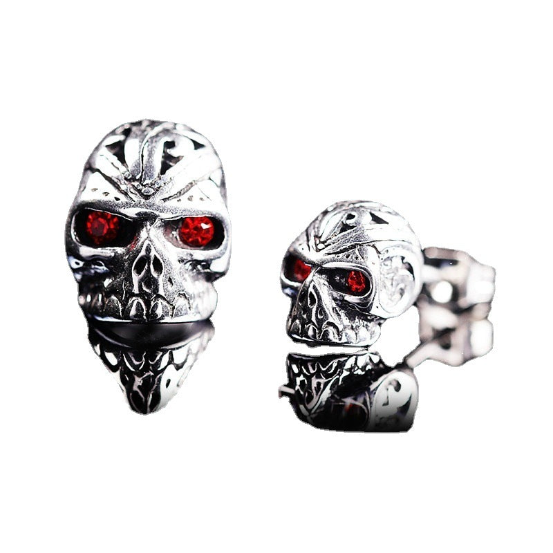 Wish personality red eye ghost skull earrings retro punk hip hop men and women earrings