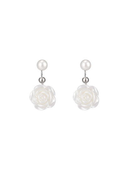 925 Silver Needle Camellia Earrings Women 2022 New Earrings Light Luxury Niche Design Earrings Summer